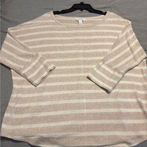 Market & Spruce Beige and Cream Striped Top